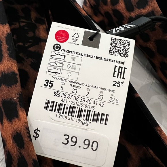 ZARA Cap Toe Animal Print Ballet Flats 2518/510/195 Women - Picture 5 of 5